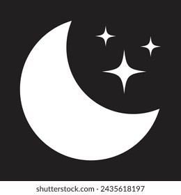 vector luna negra y estrellas brillantes