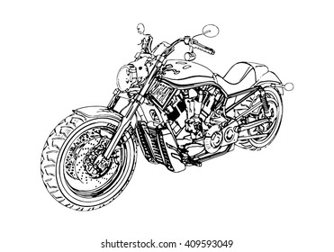 vector black motorcycle on a white background.