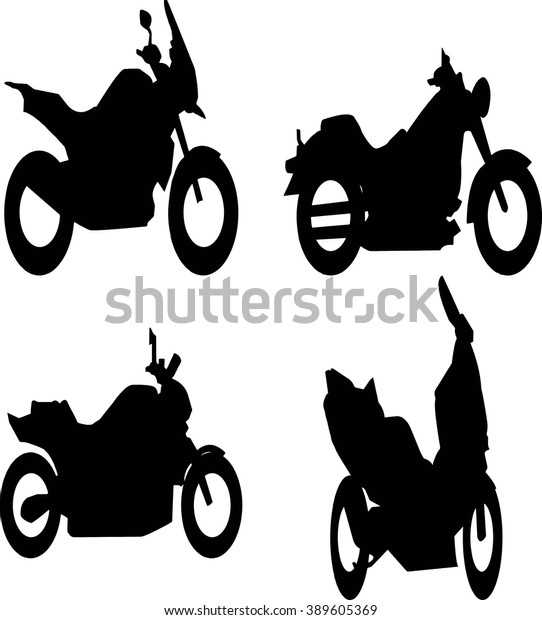 vector black\
motorcycles and bicycles icon\
set