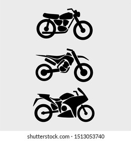 vector black motorcycles icon set - Vector