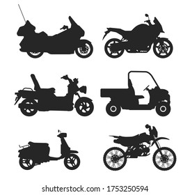 Vector black motorcycles icon set