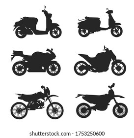 Vector black motorcycles icon set