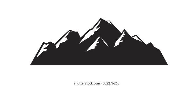 vector black mountain icon on white background