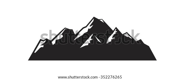 Vector Black Mountain Icon On White Stock Vector (Royalty Free) 352276265