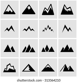 Vector black mountains icon set. 