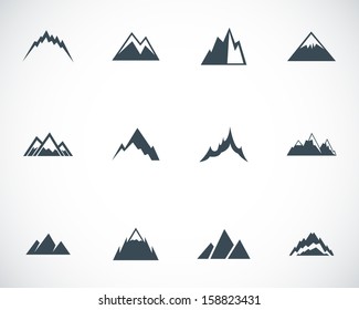 Vector black mountains icons set