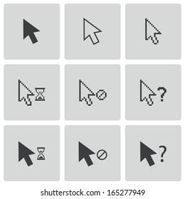 Vector black mouse cursor icons set