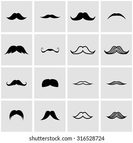 Vector black moustaches icon set. 