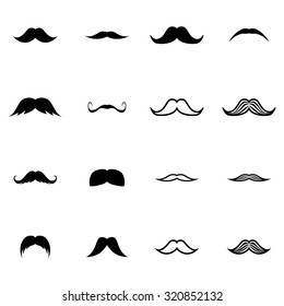 Vector black moustaches icon set.