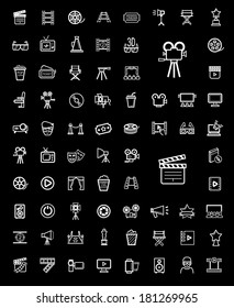 vector black movie icon set