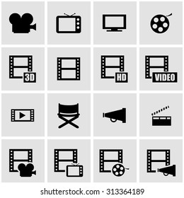 Vector black movie icon set