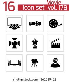 Vector black movie icons set