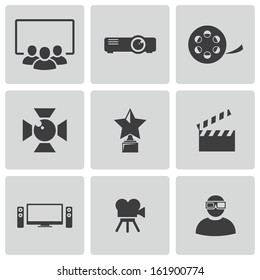 Vector black movie icons set