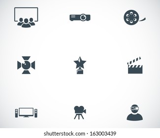 Vector black movie icons set