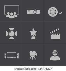 Vector black movie icons set