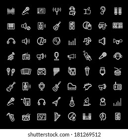 vector black music icons set