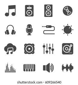 Vector black music icons set