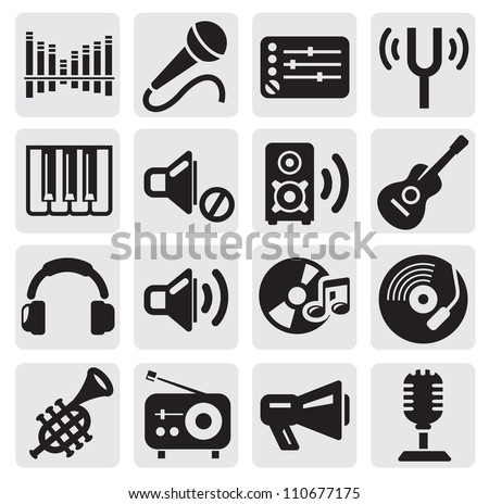 Vector Black Music Icons Set On Stock Vector (Royalty Free) 110677175