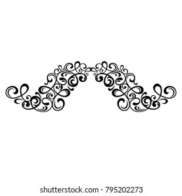 Vector black mustache floral illustration on white background