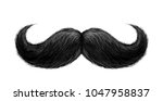 Vector black mustache. Gentleman curled facial hairstyle, barbershop decoration design symbol. Realistic isolated background illustration