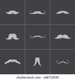 Vector black mustaches icons set.