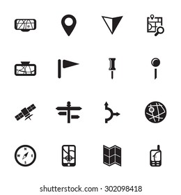 Vector black navigation icon set on white background