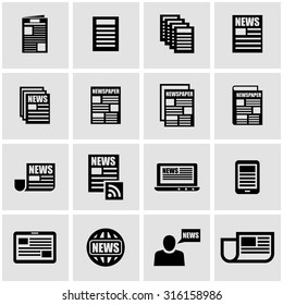 Vector black newspaper icon set. 