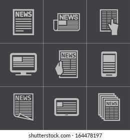 Vector black newspaper icons set