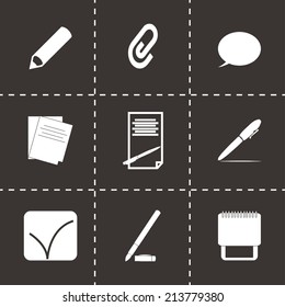 Vector black notes icons set on black background