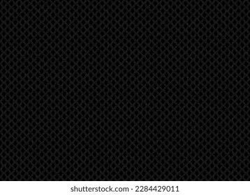 Vector black nylon fabric pattern seamless texture background. Black gray color abstract fishnet cloth material wallpaper. Endless polyamide fiber mesh web texture or page fill pattern