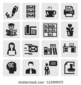 vector black office and business icons set