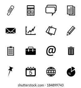Vector black  office icons set on white background