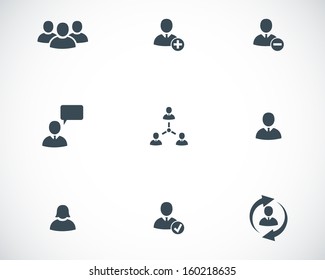 Vector black office people icons set