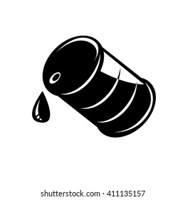 Vector black oil barrel icon. Oil barrel sign.
