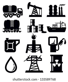vector black oil icons set on white