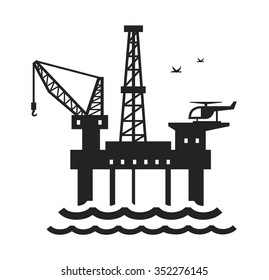 vector black Oil platform on white background