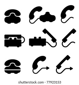 vector black old phone symbols