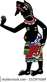 Vector of Black old shadow puppet character with colorful pant on white background, Shadow Puppet show is a famous Southern Thailand traditional show.