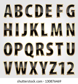 Vector Black Opal Alphabet With Golden Stroke