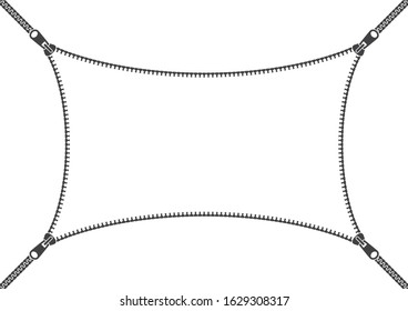 Vector black opening zipper with white base