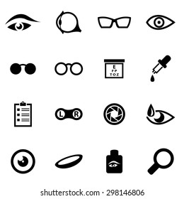 Vector Black Optometry Icon Set.