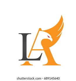 Vector Black Orange Eagle Letter L A Logo