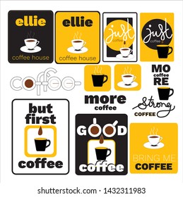Vector black orange white coffee shop cafe logo sticker