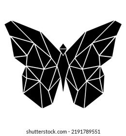 Vector black origami butterfly on white background eps format