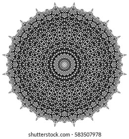 Vector Black Ornamental Line Pattern. Oriental Geometric Ornament