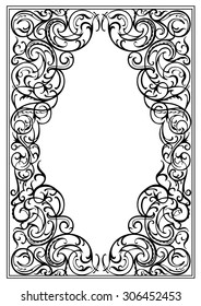 Vector black ornate frame. Antique ornament.  
