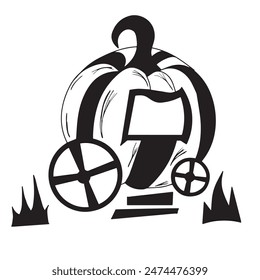 vector black outdoor pumpkin carriage illustration