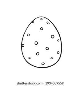 Vector black outline easter egg. Holiday illustration in hand drawn doodle style for gift card certificate banner sticker, stamp, logo, icon label, coloring book page