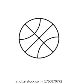 Vector black outline flat basketball ball isolated on white background