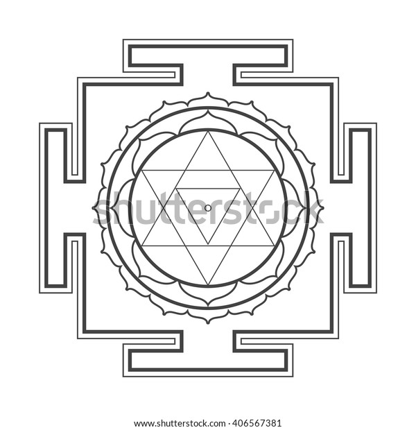 Vector Black Outline Hinduism Baglamukhi Maha Stock Vector (Royalty ...